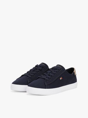 Metallic Heel Canvas Sneaker, Space Blue