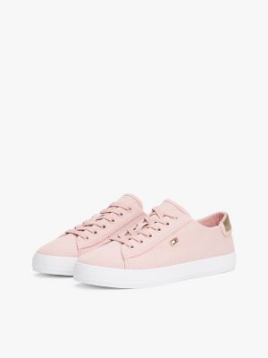 Metallic Heel Canvas Sneaker, Foggy Pink