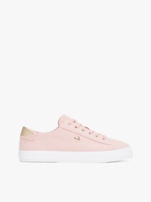Metallic Heel Canvas Sneaker, Foggy Pink