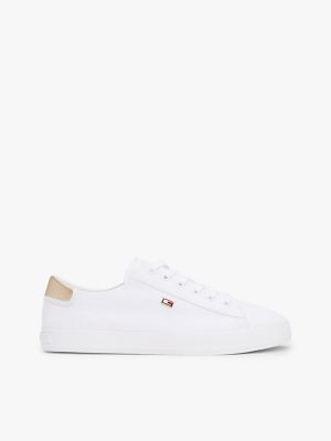 Metallic Heel Canvas Sneaker, White