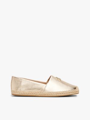 Metallic Leather Espadrille, Gold