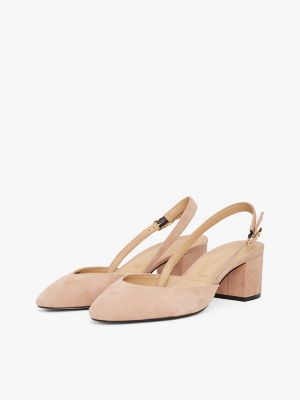Suede Block-Heel Slingback, Claystone