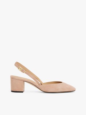 Suede Block-Heel Slingback, Claystone