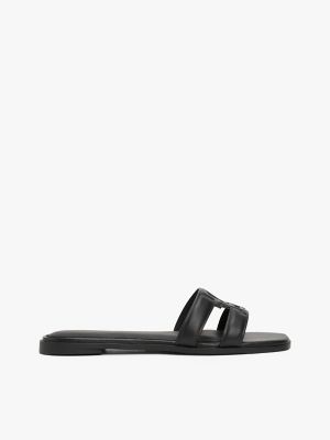Leather TH Monogram Sandal, Black