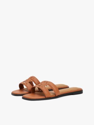 Leather TH Monogram Sandal, Cinnamon Bark