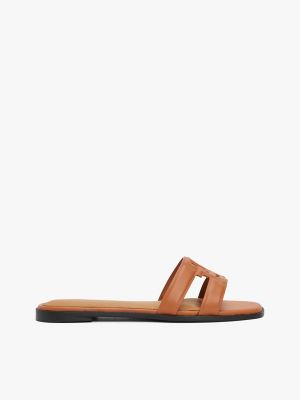 Leather TH Monogram Sandal, Cinnamon Bark