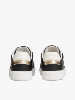 Metallic Leather Court Sneaker — Black 4