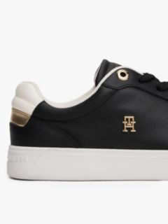 Metallic Leather Court Sneaker — Black 6
