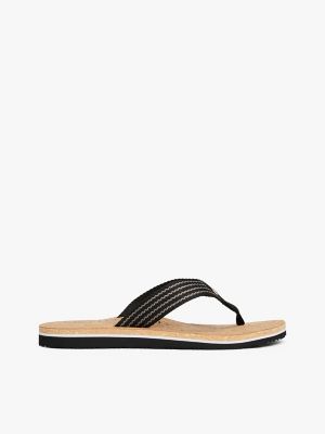 Cork-Sole Beach Flip-Flop, Black