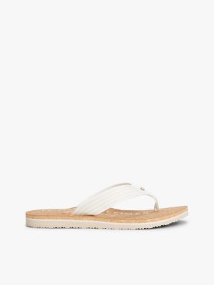 Cork-Sole Beach Flip-Flop, Ecru