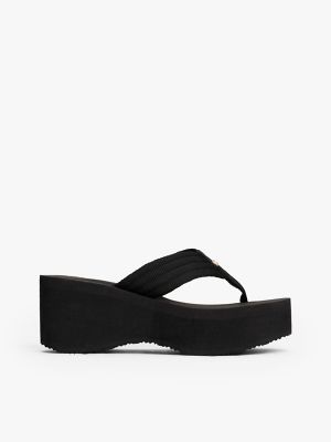 Platform Wedge Flip-Flop, Black