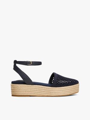 Mesh Platform Espadrille Sandal, Space Blue