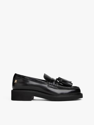 Leather Tassel Loafer, Black