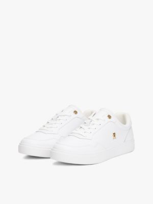 Женские кроссовки Tommy Hilfiger Metallic Accent Leather Court, цвет: Белый / Золотой — фото 2