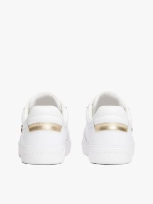 Женские кроссовки Tommy Hilfiger Metallic Accent Leather Court, цвет: Белый / Золотой — фото 4