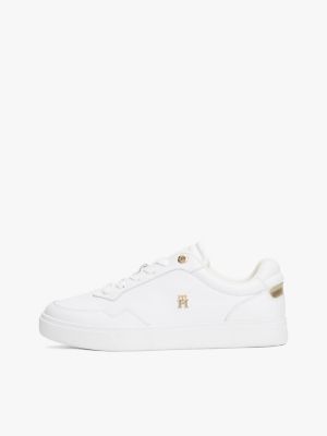 Женские кроссовки Tommy Hilfiger Metallic Accent Leather Court, цвет: Белый / Золотой — фото 7