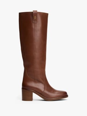 Knee-High Smooth Leather Riding Boot, Tawny Russet