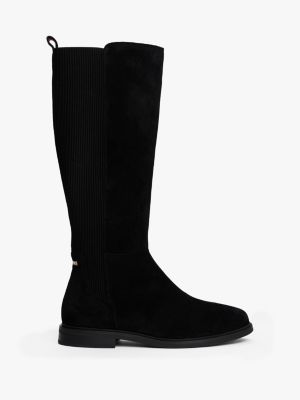 Knee-High Suede Boot, Black