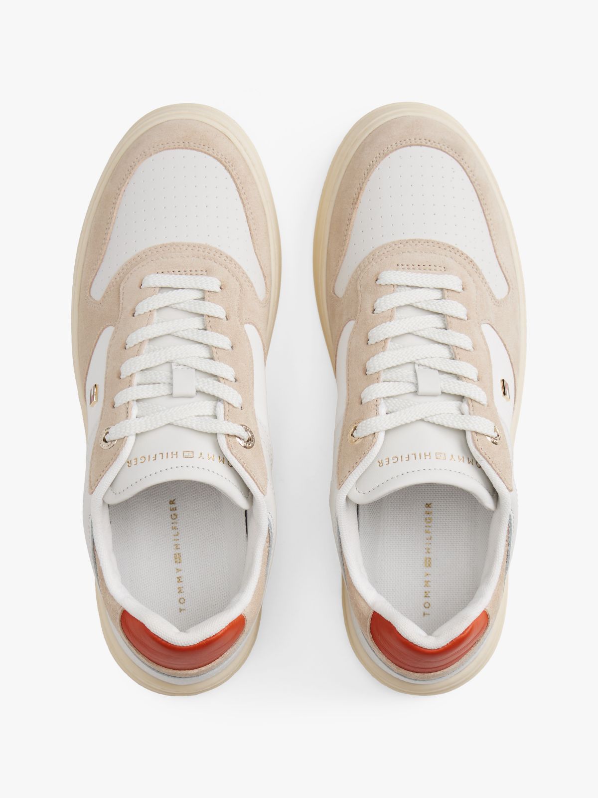 Mixed Texture Suede Cupsole Sneaker — Classic Beige