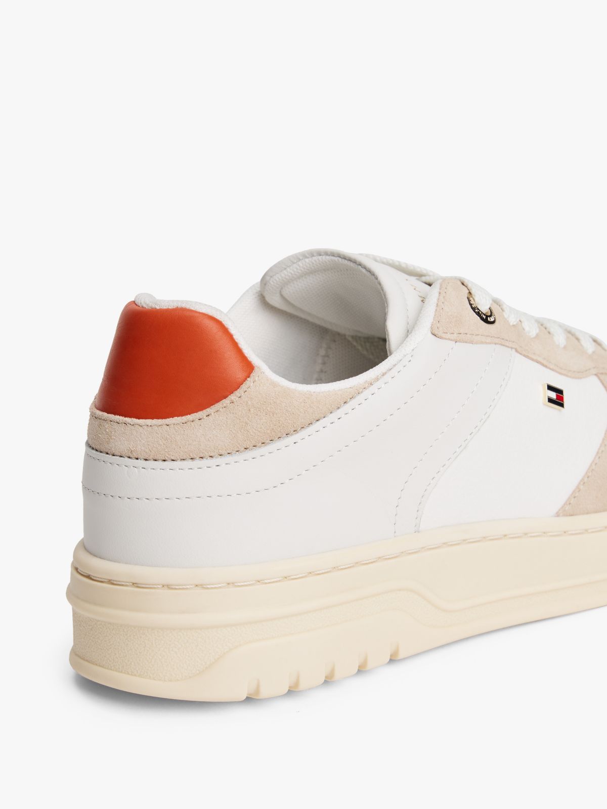 Mixed Texture Suede Cupsole Sneaker — Classic Beige