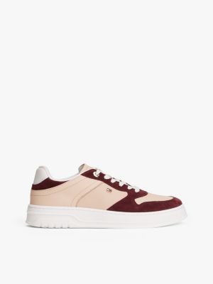 Mixed Texture Suede Cupsole Sneaker, Rosewood Brown