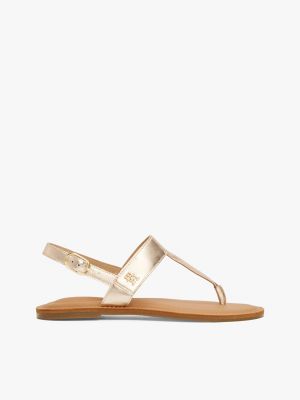 Metallic Leather Sandal, Gold