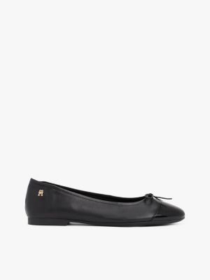 Patent Toe Leather Ballet Flat, Black