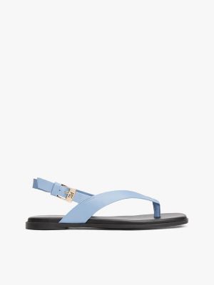 Flat Leather Slingback Sandal, Brisk Blue