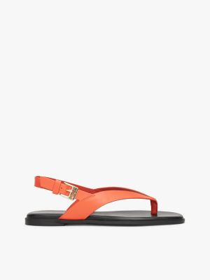 Flat Leather Slingback Sandal, Rustic Clay
