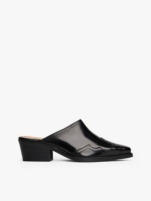Leather Western Mule, Black
