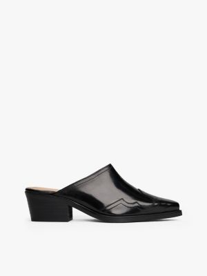 Leather Western Mule, Black