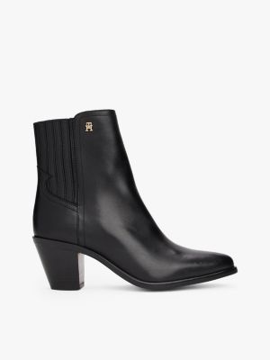 Leather Western Chelsea Boot, Black