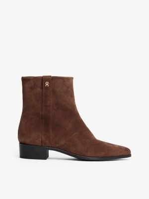 Suede Zip Ankle Boot, Legacy Brown