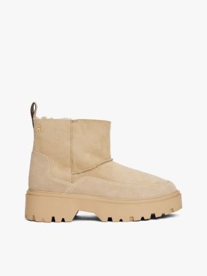 Shearling Leather Pull-On Boot, Horseradish