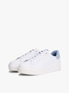 Leather Mix Platform Sneaker — White / Clear Water 2