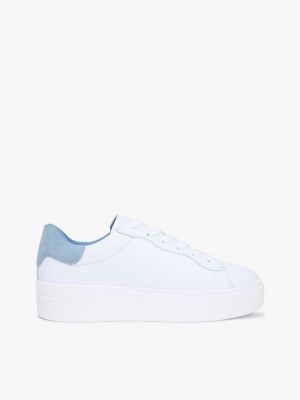 Leather Mix Platform Sneaker, White / Clear Water