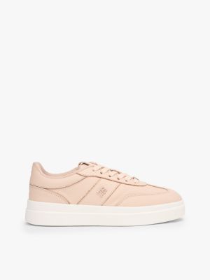 Pebbled Leather Court Sneaker, Misty Blush