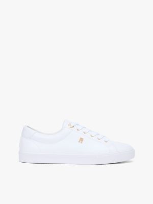 Metallic Accent Court Sneaker, White