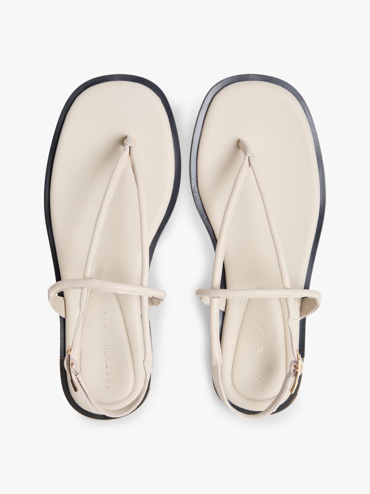 Metallic Accent Leather Sandal — Classic Beige
