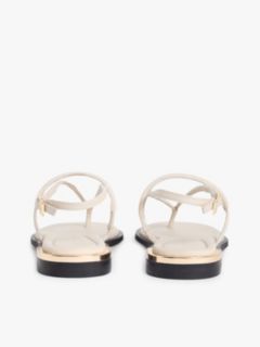 Metallic Accent Leather Sandal — Classic Beige 4