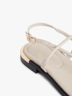 Metallic Accent Leather Sandal — Classic Beige 6