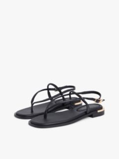 Metallic Accent Leather Sandal — Black 2
