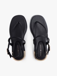 Metallic Accent Leather Sandal — Black 3