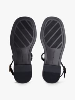 Metallic Accent Leather Sandal — Black 5