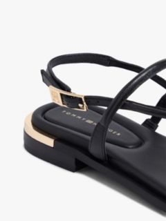 Metallic Accent Leather Sandal — Black 6