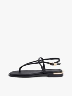 Metallic Accent Leather Sandal — Black 7