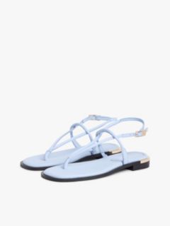 Metallic Accent Leather Sandal — Breezy Blue 2