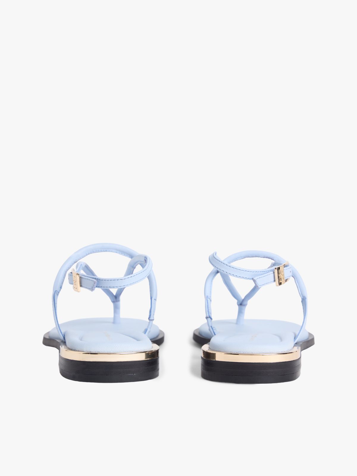Metallic Accent Leather Sandal — Breezy Blue