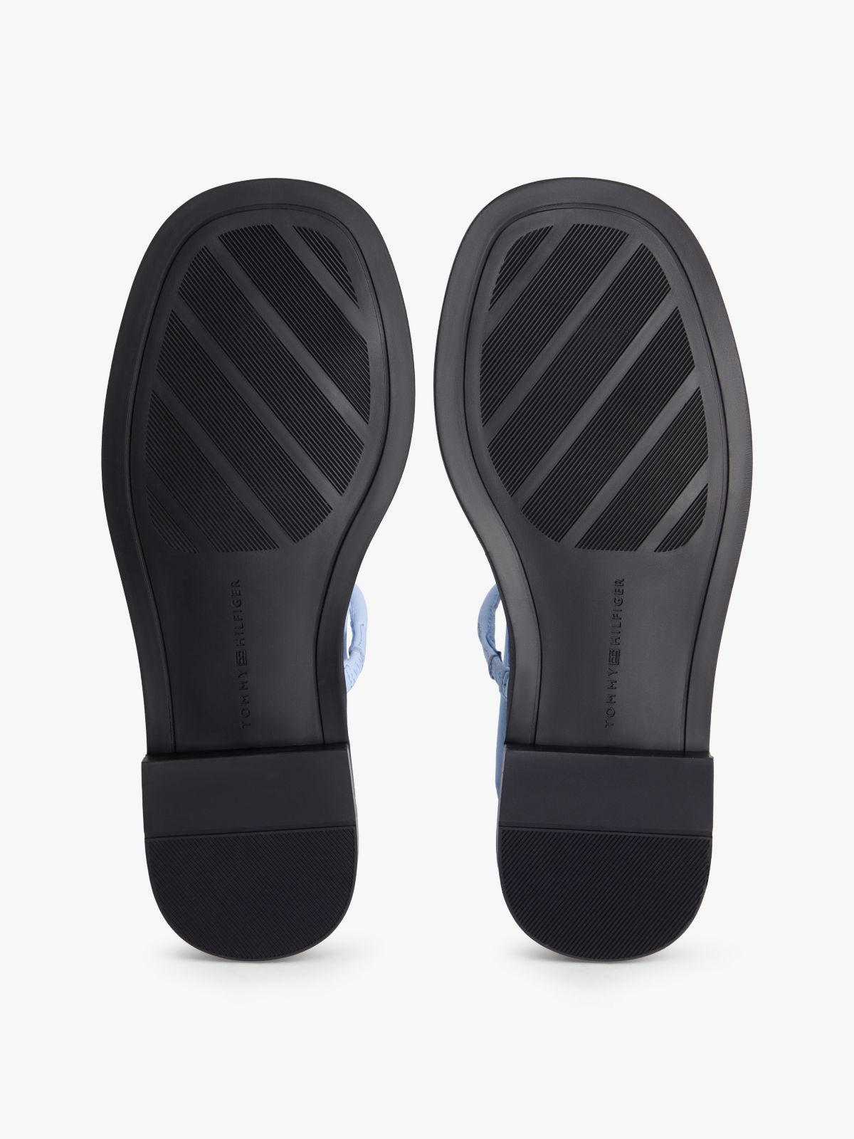 Metallic Accent Leather Sandal — Breezy Blue