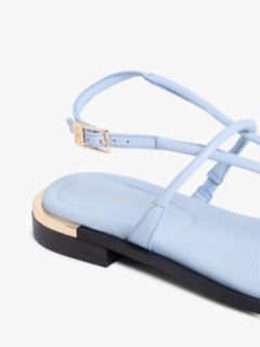 Metallic Accent Leather Sandal — Breezy Blue 6